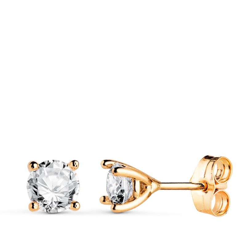 Pendientes Oro Amarillo Diamantes Laboratorio Talla Brillante 5Mm 1,00 Qts. Vs1-G. 5X5 Mm Cierre Presion oro 18k
