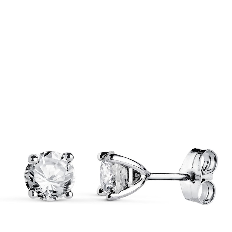 Pendientes Oro Blanco Diamantes Laboratorio Talla Brillante 5Mm 1,00 Qts. Vs1-G. 5X5 Mm Cierre Presion oro 18k