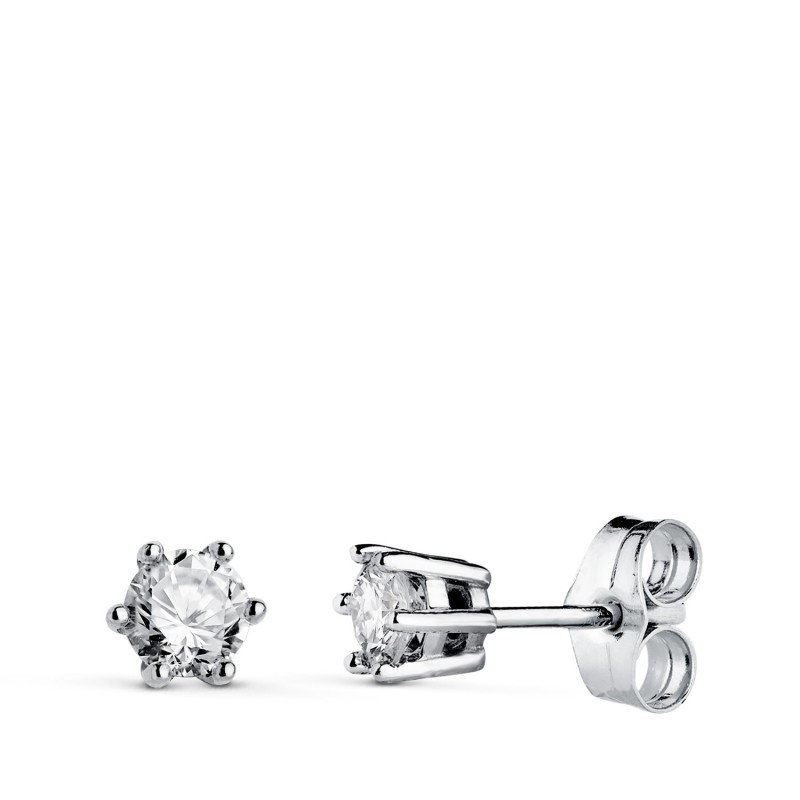 Pendientes Oro Blanco Diamantes Laboratorio Talla Brillante 3,8 Mm 0,400 Qts. Vs1-G. 4,5X4,5 Mm Cierre Presion oro 18k