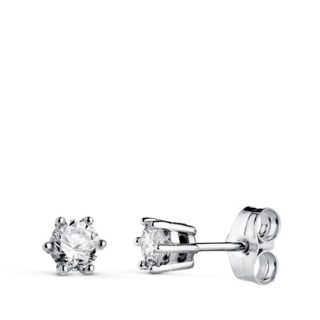 Pendientes Oro Blanco Diamantes Laboratorio Talla Brillante 3,8 Mm 0,400 Qts. Vs1-G. 4,5X4,5 Mm Cierre Presion oro 18k