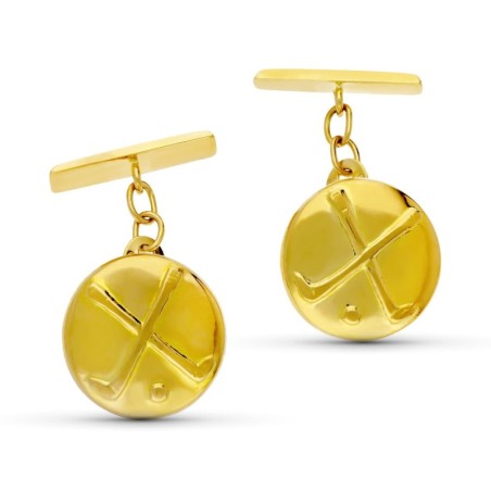 Gemelos Oro Amarillo Redondos Golf 15 Mm oro 18k