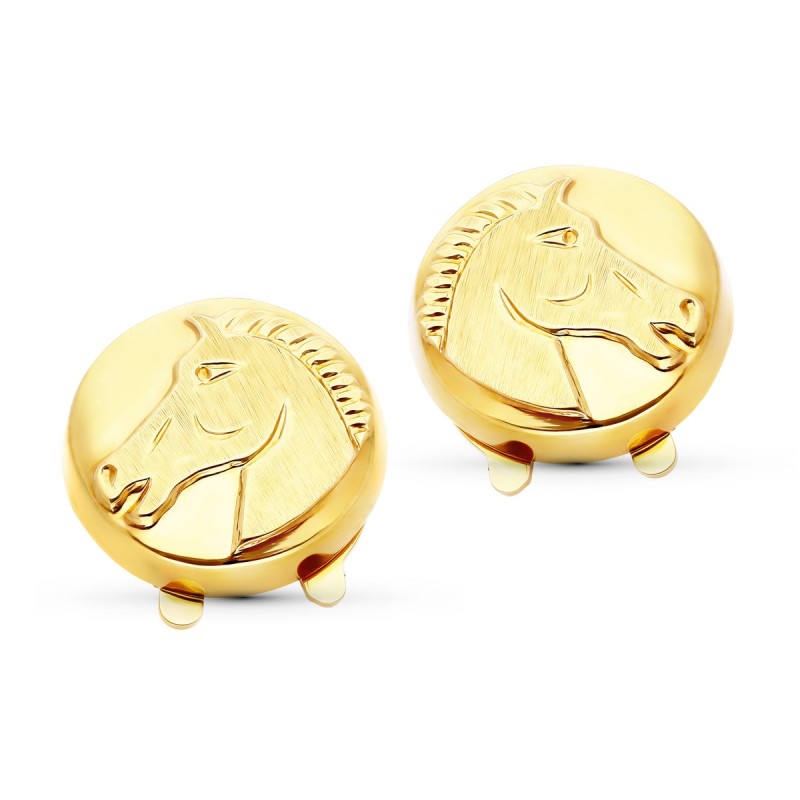 Gemelos Cubreboton Oro Amarillo Caballo 15 Mm oro 18k
