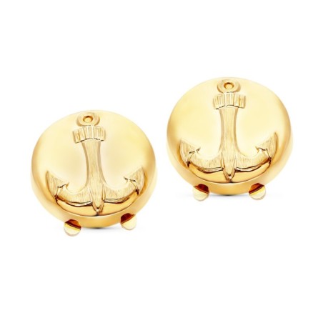 Gemelos Cubreboton Oro Amarillo Ancla 15 Mm oro 18k