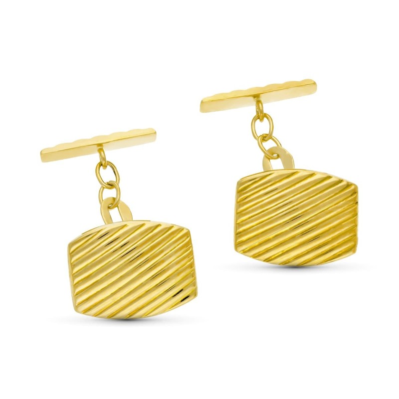 Gemelos Oro Amarillo Galloneados Tonel 17X13 Mm oro 18k