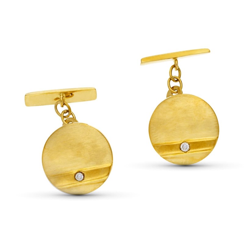 Gemelos Redondo Oro Amarillo Circonita 16 Mm oro 18k