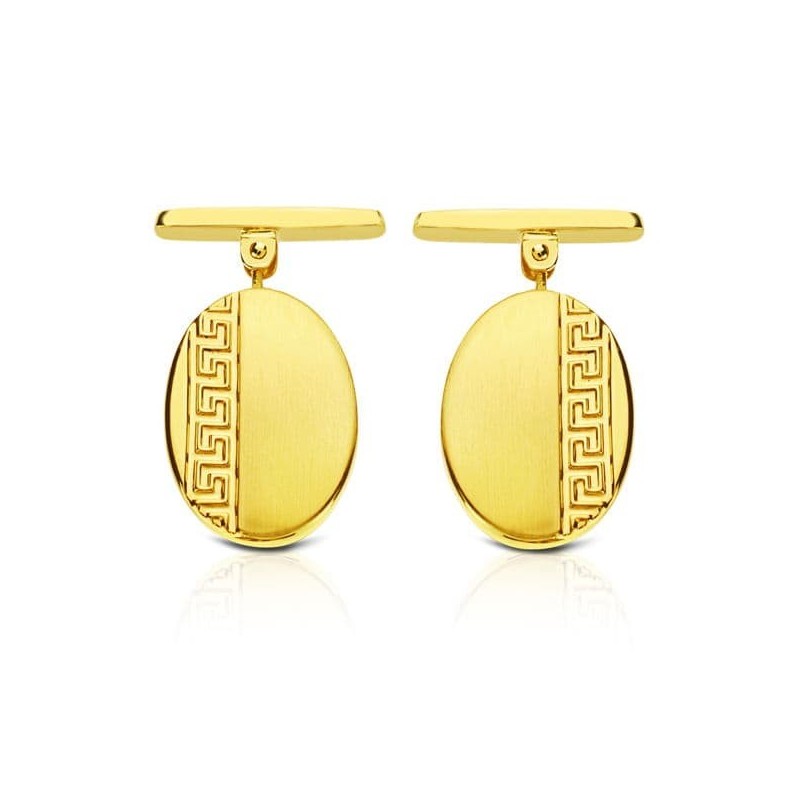 Gemelos Oro Amarillo Oval Greca 18X13 Mm oro 18k