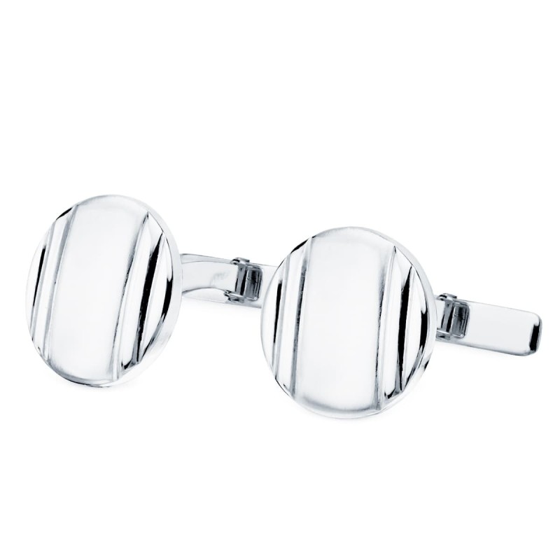 Gemelos Oro Blanco Redondos Mate Y Brillo 15 Mm Cierre Rigido Oscilante oro 18k