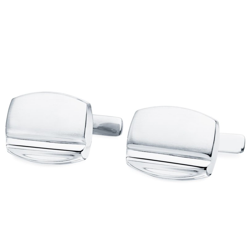 Gemelos Oro Blanco Tonel Mate Y Brillo 17X13 Mm Cierre Rigido Oscilante oro 18k