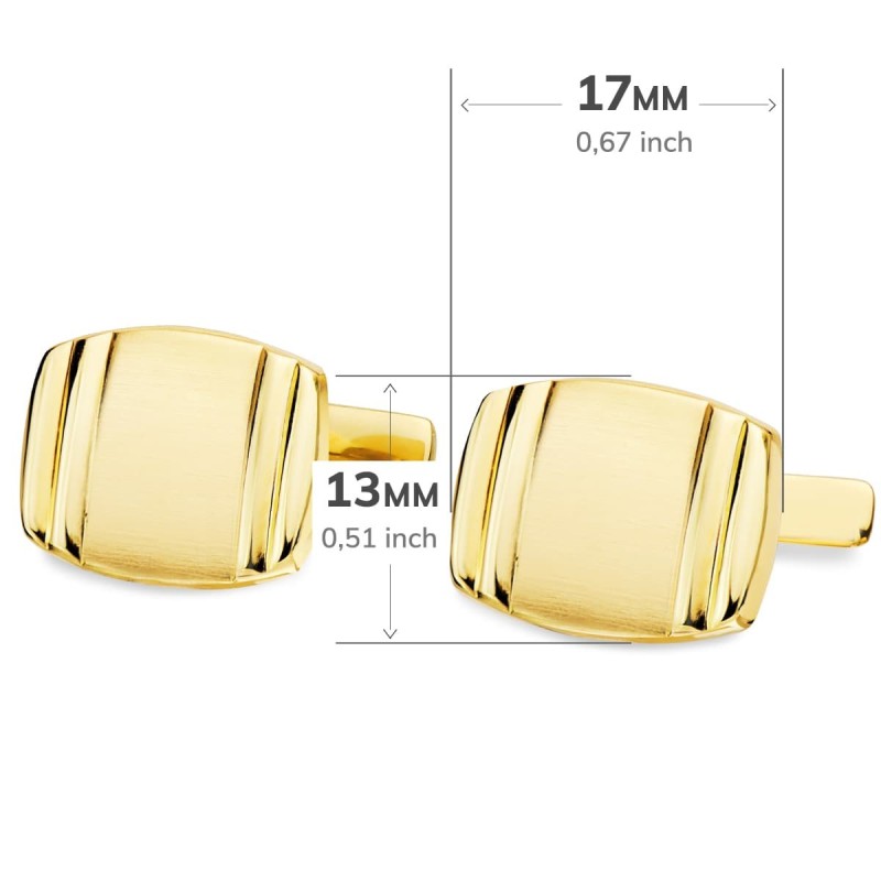Gemelos Oro Amarillo Tonel Mate Y Brillo 17X13 Mm Cierre Rigido Oscilante oro 18k