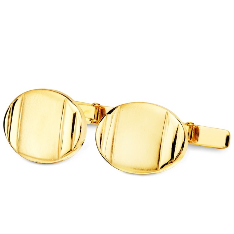 Gemelos Oro Amarillo Oval Mate Y Brillo 18X13 Mm Cierre Rigido Oscilante oro 18k