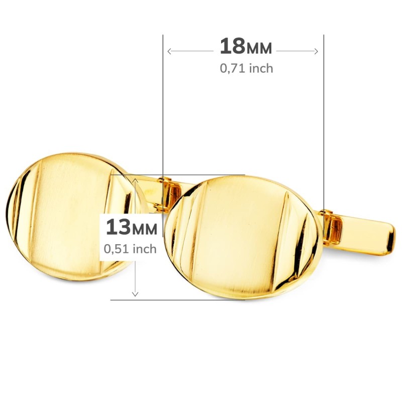 Gemelos Oro Amarillo Oval Mate Y Brillo 18X13 Mm Cierre Rigido Oscilante oro 18k