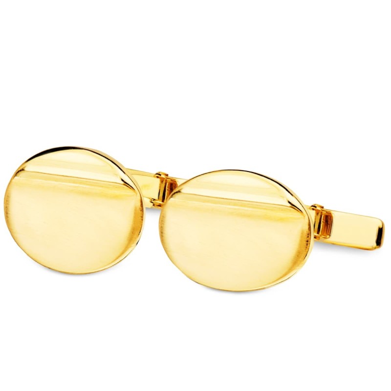 Gemelos Oro Amarillo Oval Mate Y Brillo 18X13 Mm Cierre Rigido Oscilante oro 18k