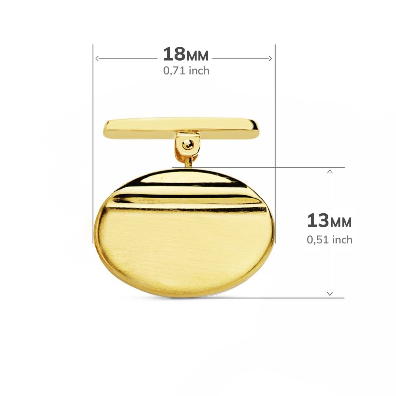 Gemelos Oro Amarillo Oval Mate Y Brillo 18X13 Mm Cierre Rigido Oscilante oro 18k