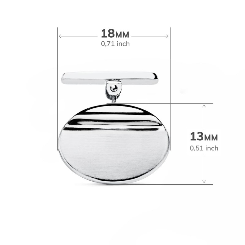 Gemelos Oro Blanco Oval Mate Y Brillo 18X13 Mm Cierre Rigido Oscilante oro 18k