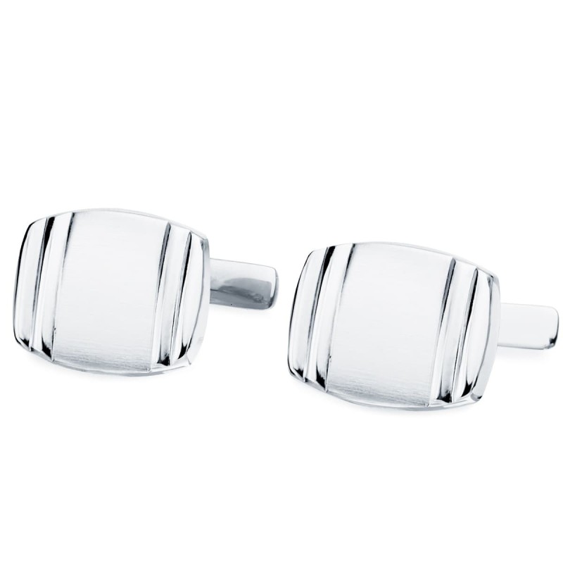 Gemelos Oro Blanco Tonel Mate Y Brillo 17X13 Mm Cierre Rigido Oscilante oro 18k