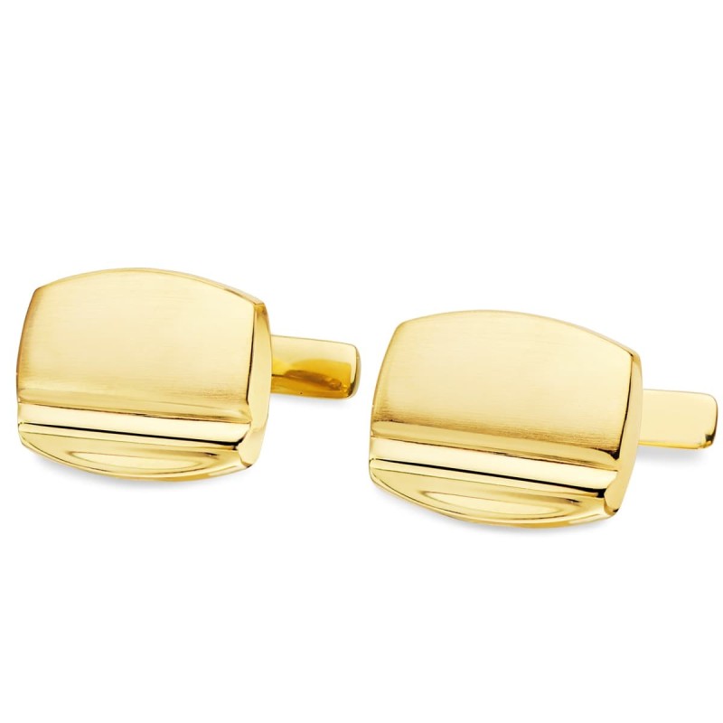 Gemelos Oro Amarillo Tonel Mate Y Brillo 17X13 Mm Cierre Rigido Oscilante oro 18k
