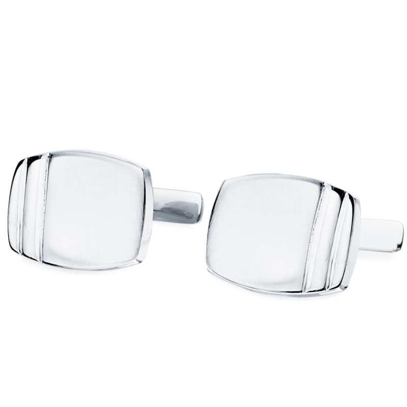 Gemelos Oro Blanco Tonel Mate Y Brillo 17X13 Mm Cierre Rigido Ocsilante oro 18k