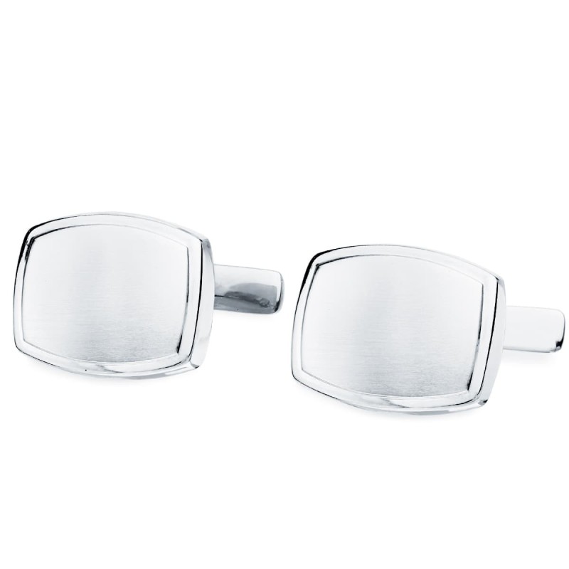 Gemelos Estampacion Oro Blanco Tonel 17X13 Mm Cierre Rigido Oscilante oro 18k