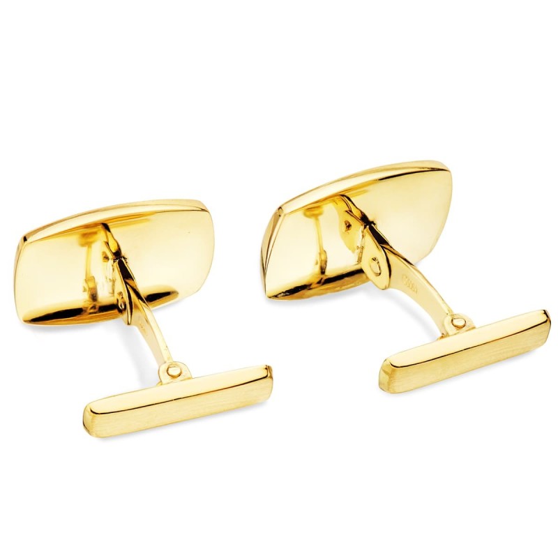 Gemelos Oro Amarillo Tonel Mate Y Brillo 17X13 Mm Cierre Rigido Ocsilante oro 18k