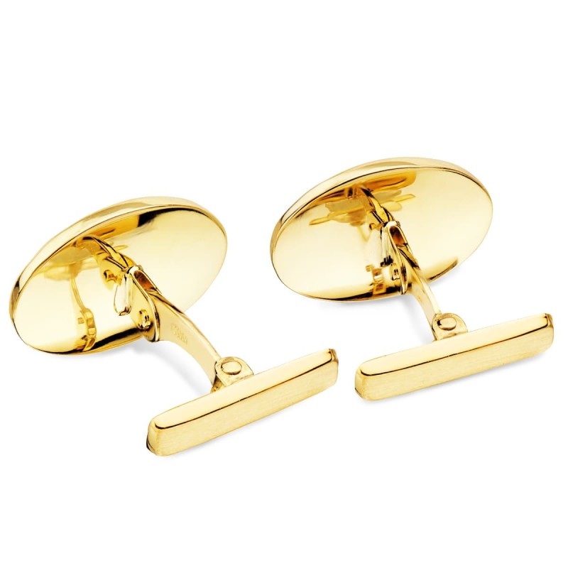 Gemelos Oro Amarillo Oval Greca Mate Y Brillo 18X13 Mm Cierre Rigido Oscilante oro 18k