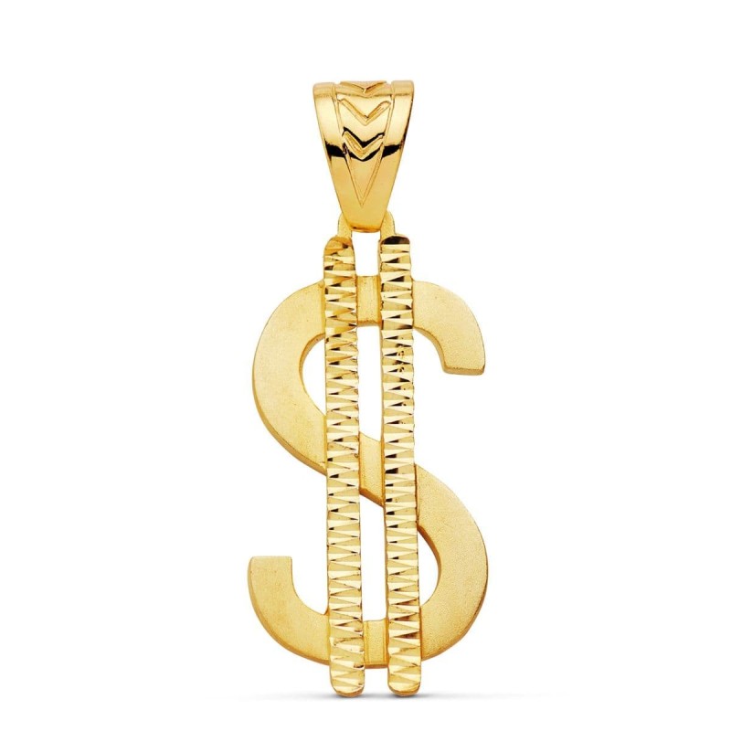 Colgante Simbolo Dolar Oro Amarillo. 41 X 21 Mm oro 18k