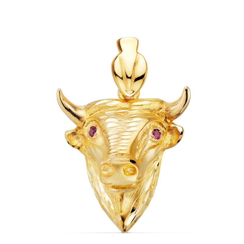 Colgante Oro Amarillo Fundido Cabeza De Toro 27X25 Mm oro 18k