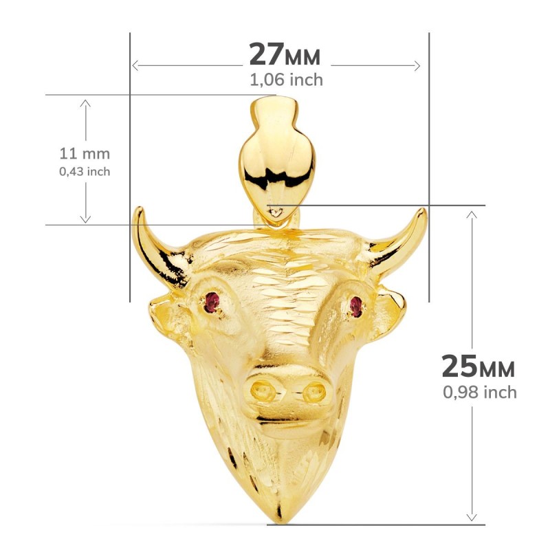 Colgante Oro Amarillo Fundido Cabeza De Toro 27X25 Mm oro 18k