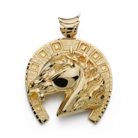 Colgante De Herradura Con Caballo Oro Amarillo 50X44 Mm oro 18k
