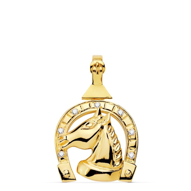 Colgante Oro Amarillo Herradura Circonita 28X24 Mm oro 18k