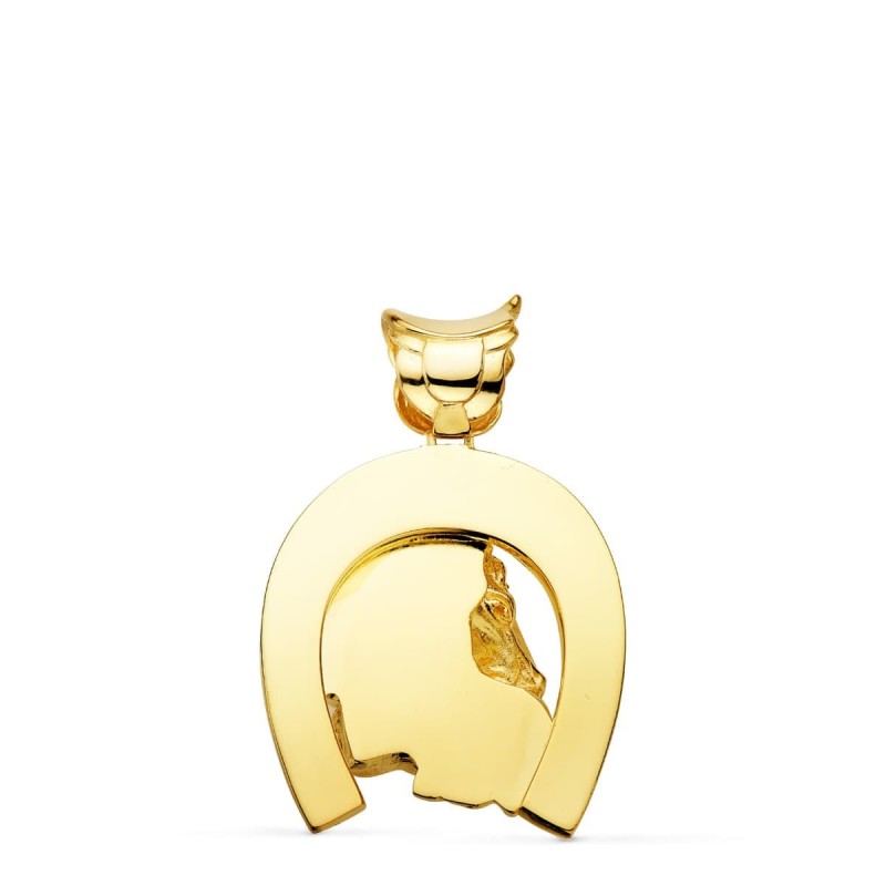 Colgante Oro Amarillo Herradura Con Caballos 35X32 Mm oro 18k