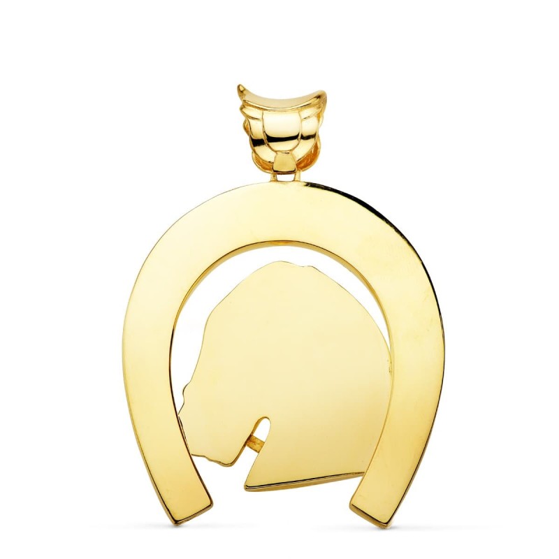 Colgante Oro Amarillo Herradura Con Caballo 50X44 Mm oro 18k