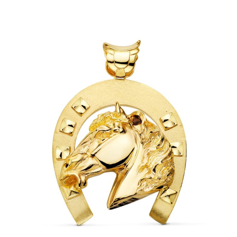 Colgante Oro Amarillo Herradura Con Caballo 50X44 Mm oro 18k