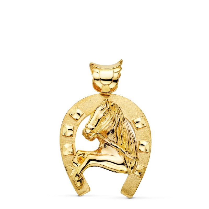 Colgante Oro Amarillo Herradura Con Caballo 40X34 Mm oro 18k