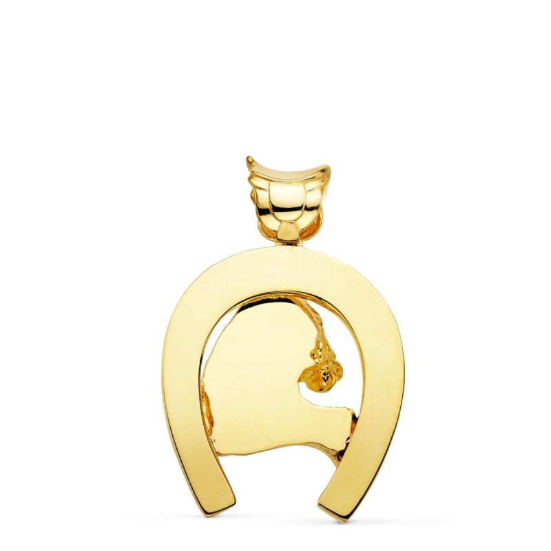 Colgante Oro Amarillo Herradura Con Caballo 40X34 Mm oro 18k