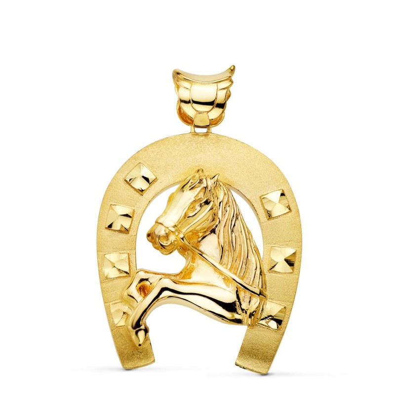Colgante Oro Amarillo Herradura Con Caballo 48X40 Mm oro 18k
