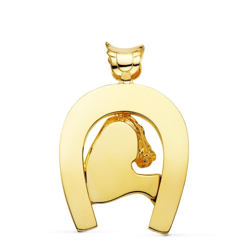 Colgante Oro Amarillo Herradura Con Caballo 48X40 Mm oro 18k