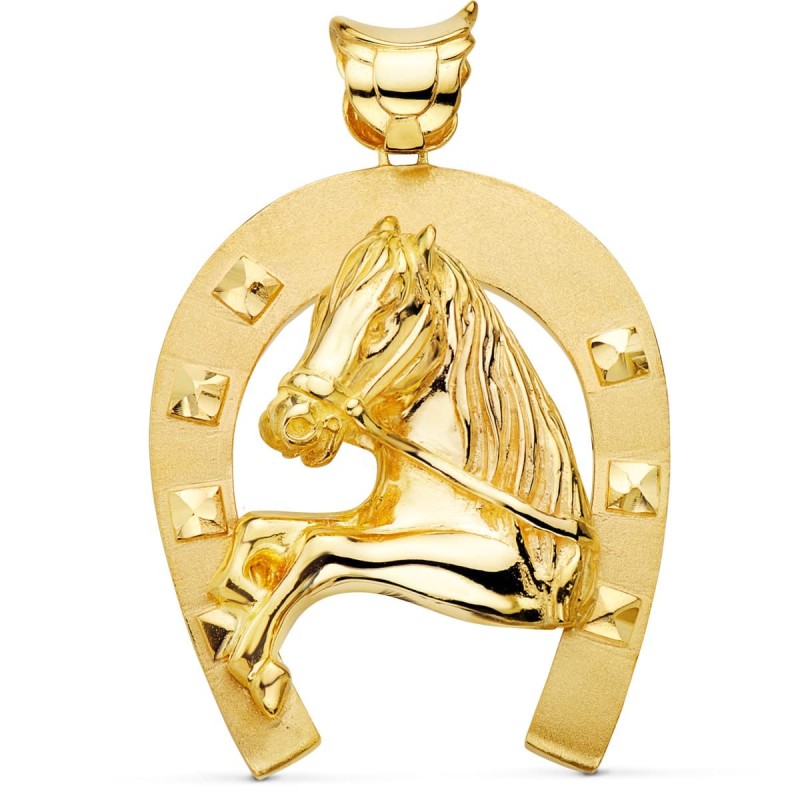 Colgante Oro Amarillo Herradura Con Caballo 60X50 Mm oro 18k
