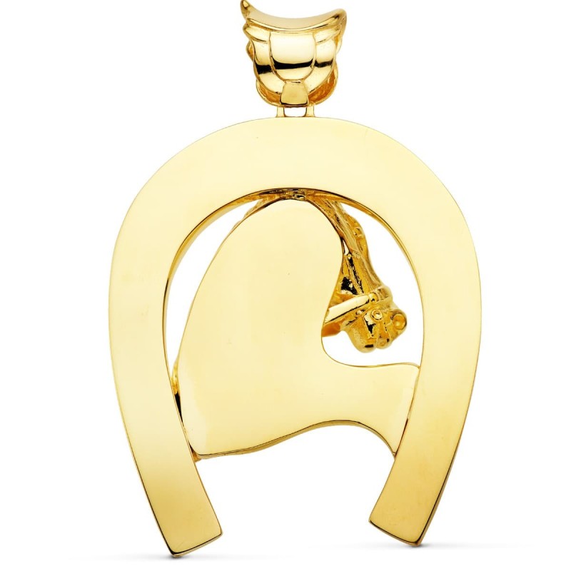 Colgante Oro Amarillo Herradura Con Caballo 60X50 Mm oro 18k