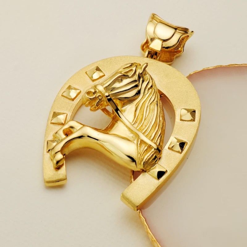 Colgante Oro Amarillo Herradura Con Caballo 60X50 Mm oro 18k