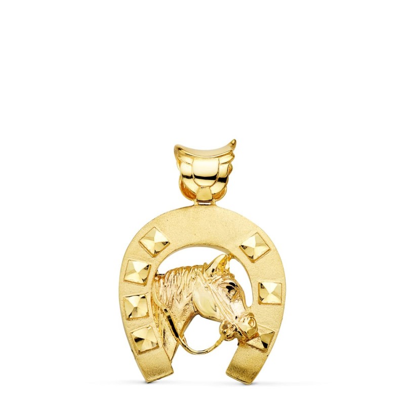 Colgante Oro Amarillo Herradura Con Caballo 36X32 Mm oro 18k