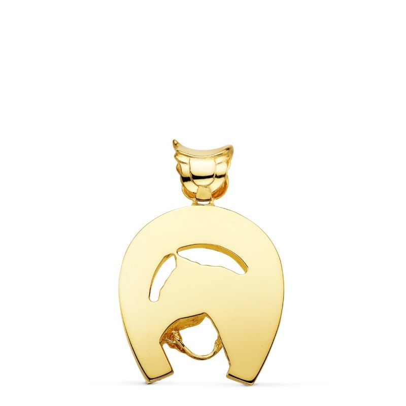 Colgante Oro Amarillo Herradura Con Caballo 36X32 Mm oro 18k