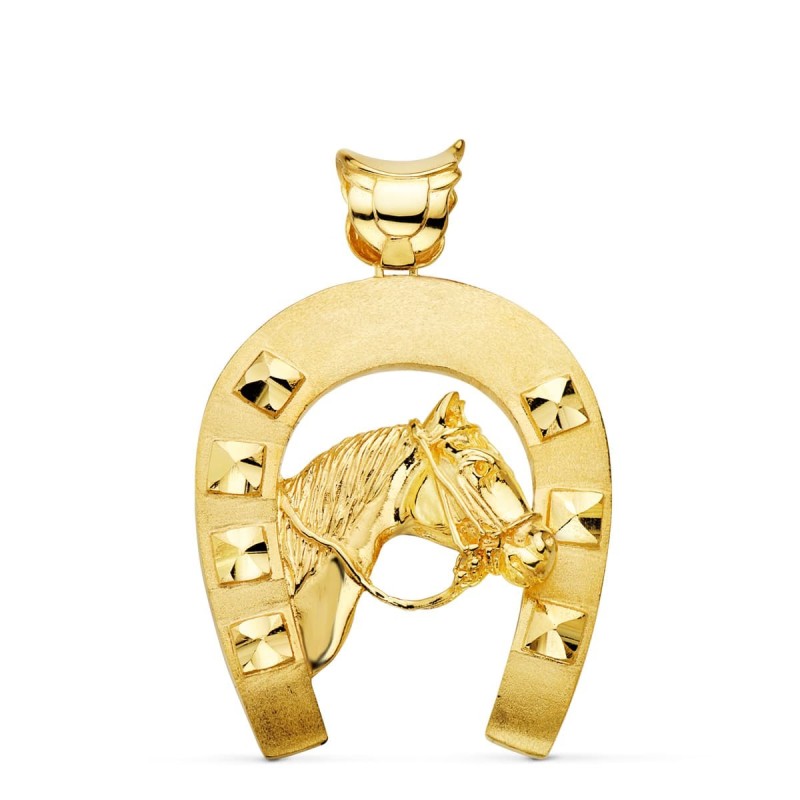 Colgante Oro Amarillo Herradura Con Caballo 48X40 Mm oro 18k