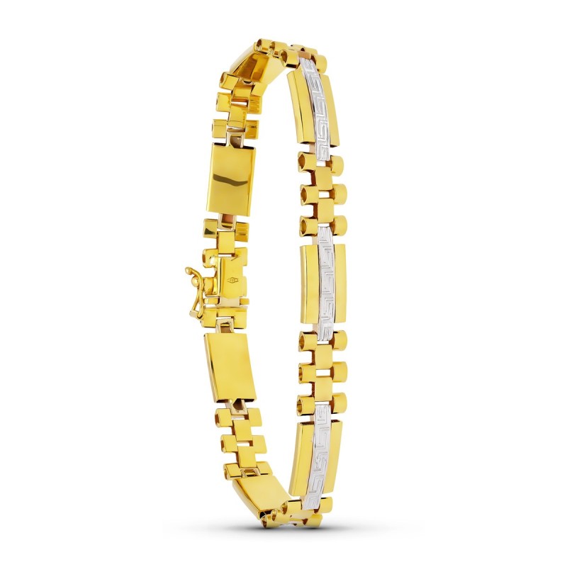 Pulsera Oro Bicolor Caballero 19Cm Ancho 8 Mm oro 18k