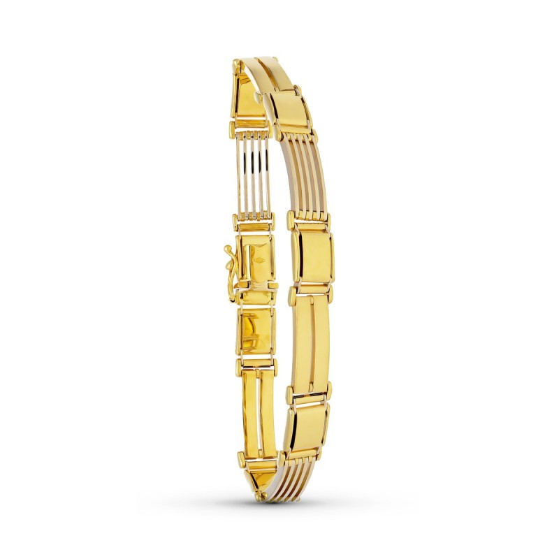 Pulsera Oro Amarillo Caballero Mate Brillo 20Cm Ancho 8 Mm oro 18k