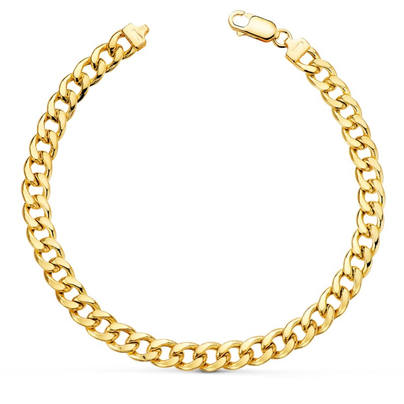 Pulsera Oro Amarillo Barbada Hueca Ancho: 6Mm Largo: 20Cm oro 18k