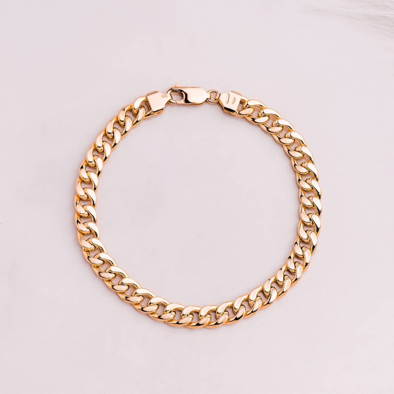 Pulsera Oro Amarillo Barbada Hueca Ancho: 6,8Mm Largo: 21Cm oro 18k