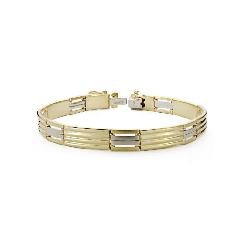 Pulsera Caballero Bicolor 21.5 Cm oro 18k