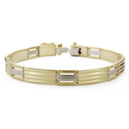 Pulsera Caballero Bicolor 21.5 Cm oro 18k