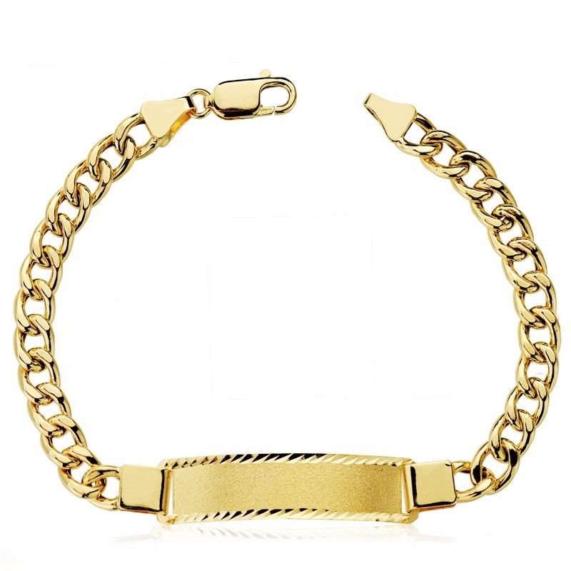 Esclava Oro Amarillo Barbada Hueca 21.5 Cm Ancho Eslabon 6 Mm oro 18k