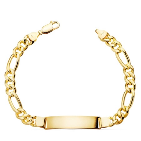 Esclava Oro Amarillo Eslabon Figaro Cartier 3X1 Hueca Ancho 7 Mm 21.5 Cm oro 18k